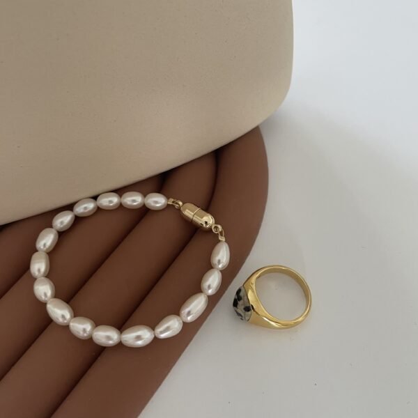 Handmade: flawless natural freshwater pearl bracelet Silver Five Baroque Pearl Bracelet 061