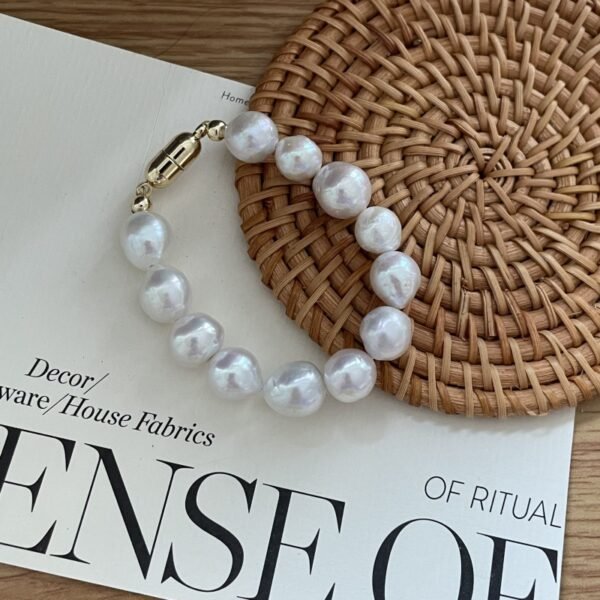 Versatile design: Natural freshwater personality pearl bracelet Silver Five Baroque Pearl Bracelet 072