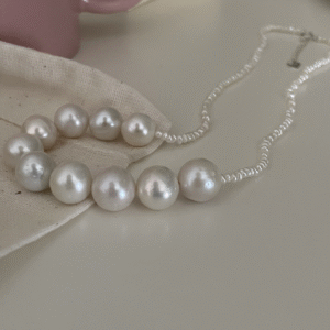 White Freshwater Cultured Keshi Pearl Lilian Necklace High-end luxury Edison Smile Pearl necklace for Women 046