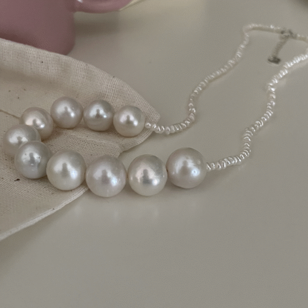 White Freshwater Cultured Keshi Pearl Lilian Necklace High-end luxury Edison Smile Pearl necklace for Women 046