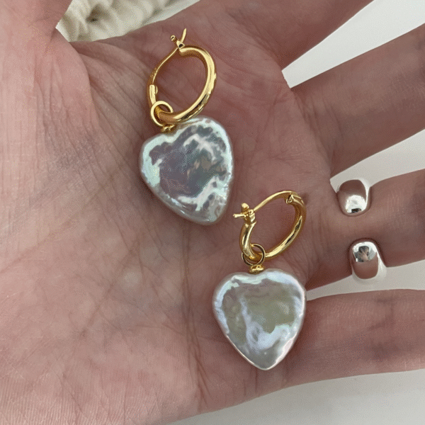 Gold Diamante Pearl Floral Huggie Earrings 365