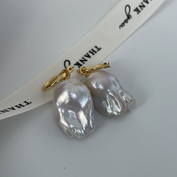 Gold Diamante Pearl Floral Huggie Earrings 374