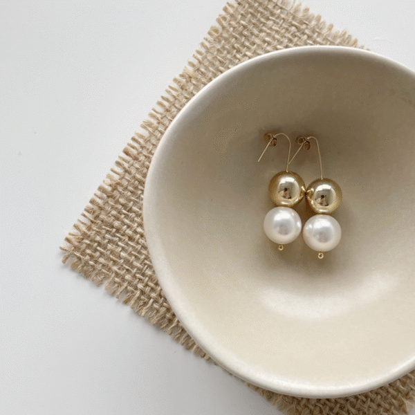 Gold Diamante Pearl Floral Huggie Earrings 392