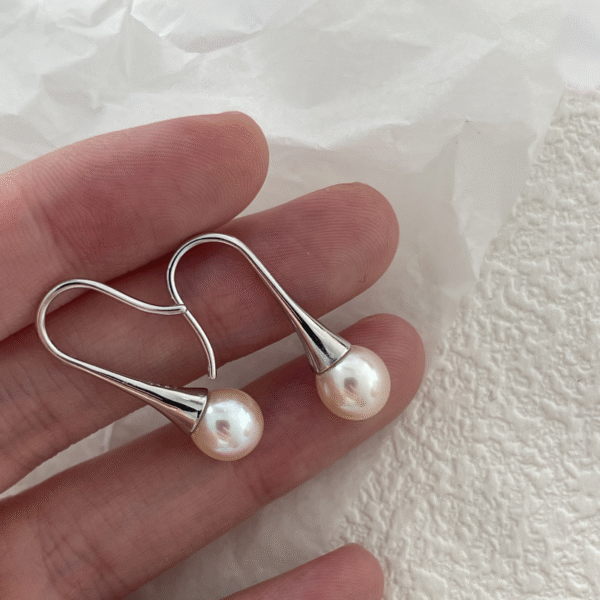 Gold Diamante Pearl Floral Huggie Earrings 478