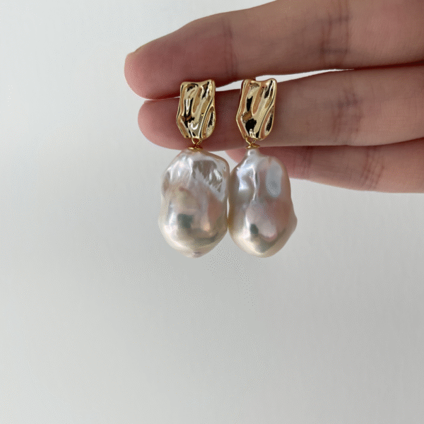 Large Baroque pearl earrings for Mature Women – Enhance Your Style Gold Diamante Pearl Floral Huggie Earrings 477