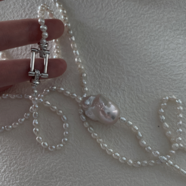 White Freshwater Cultured Keshi Pearl Lilian Necklace for Women 474