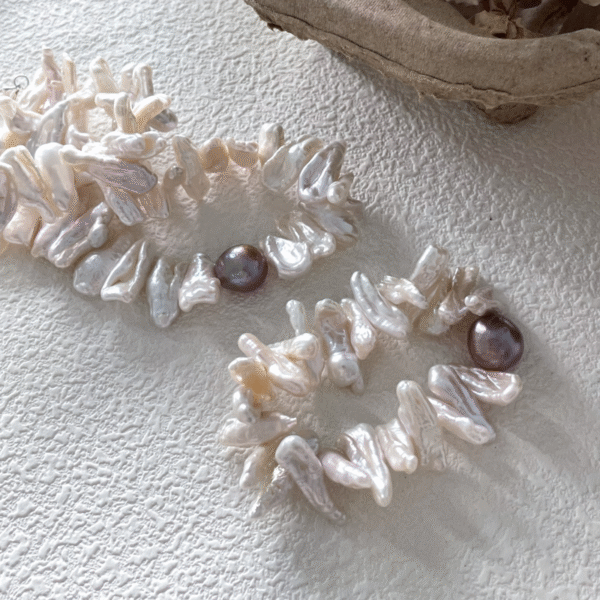 Natural Baroque pearl sunflower bracelet Silver Five Baroque Pearl Bracelet 486