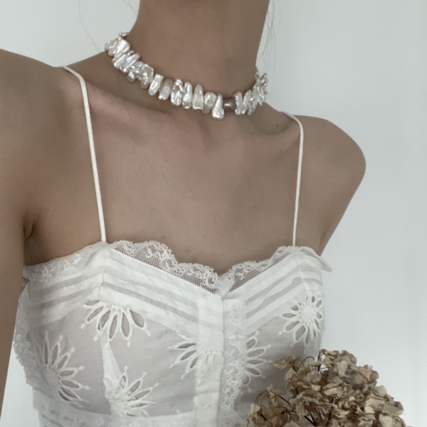 Natural Baroque pearl sunflower necklace White Freshwater Cultured Keshi Pearl Lilian Necklace for Women 485
