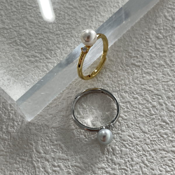 Silver Small 14k Gold Pearl Ring 506