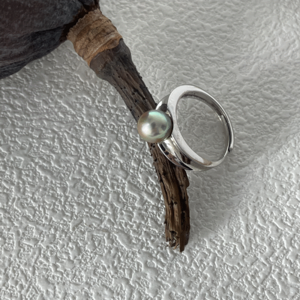 Silver Small 14k Gold Pearl Ring 521