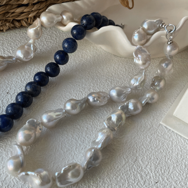 White Freshwater Cultured Keshi Pearl Lilian Necklace for Women 532