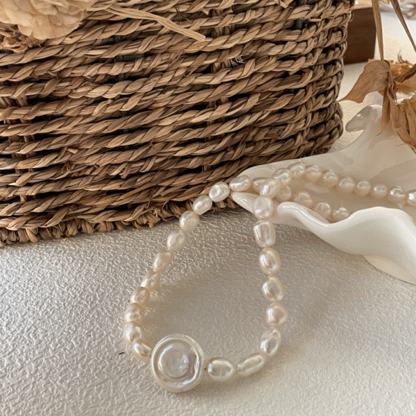 Vintage Roman Holiday beaded natural pearl necklace White Freshwater Cultured Keshi Pearl Lilian Necklace for Women 531