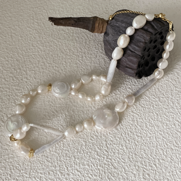 pearl choker White Freshwater Cultured Keshi Pearl Lilian Necklace for Women Vintage Roman beaded natural pearl necklace 576