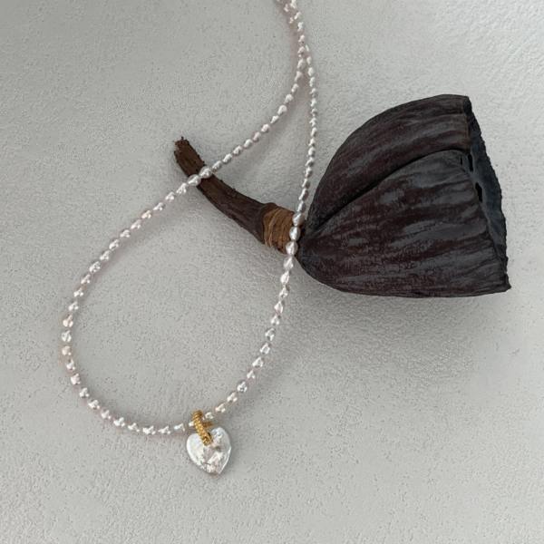 Pink Fairy-heart-shaped pearl necklace White Freshwater Cultured Keshi Pearl Lilian Necklace for Women 608