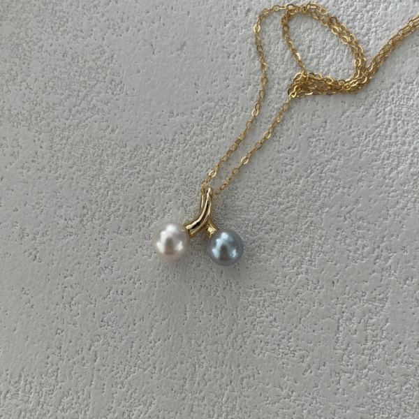 Cherry two-tone natural pearl White Freshwater Cultured Keshi Pearl Lilian Necklace for Women 615