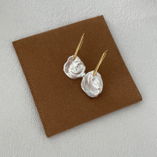 Gold Diamante Pearl Floral Huggie Earrings 624