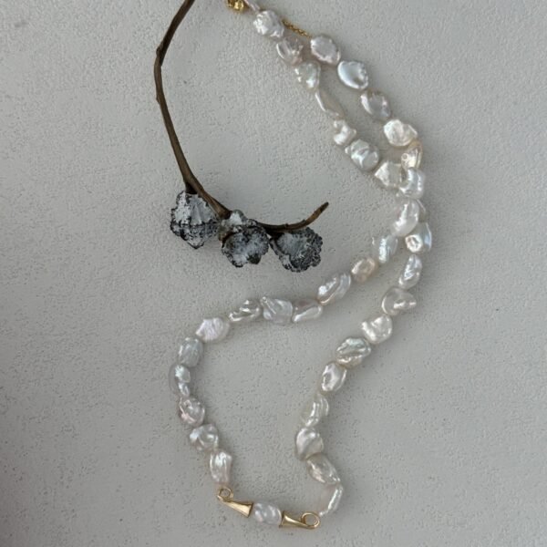 White Freshwater Cultured Keshi Pearl Lilian Necklace for Women 627