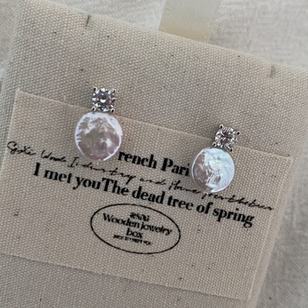 Gold Diamante Pearl Floral Huggie Earrings 593
