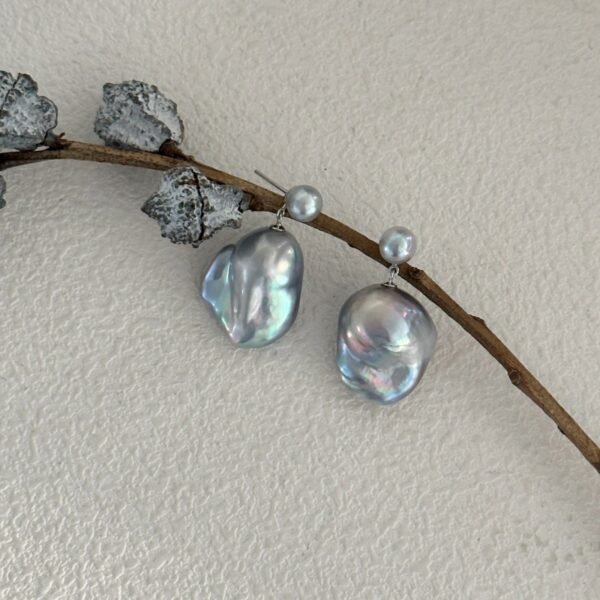Gold Diamante Pearl Floral Huggie Earrings 671
