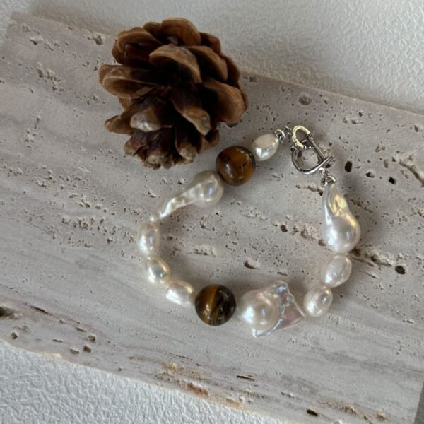 Silver Five Baroque Pearl Bracelet 697