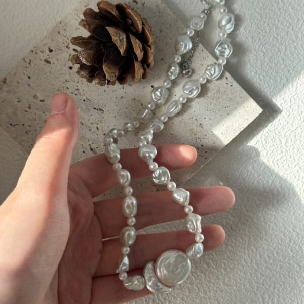 White Freshwater Cultured Keshi Pearl Lilian Necklace for Women 703