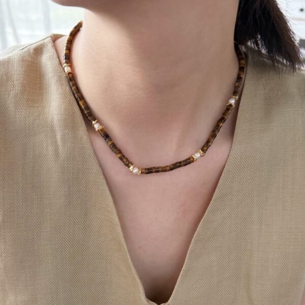 White Freshwater Cultured Keshi Pearl Lilian Necklace for Women 710