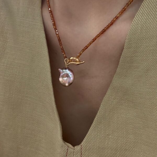 White Freshwater Cultured Keshi Pearl Lilian Necklace for Women 714